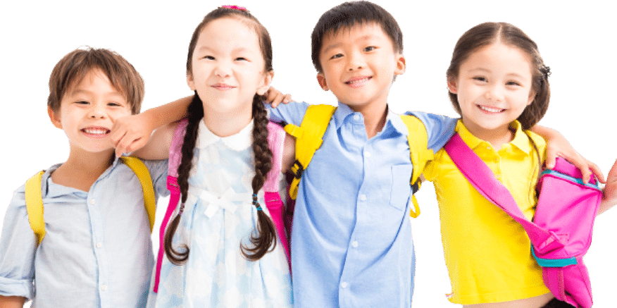kids of different ethnicity shoulders together